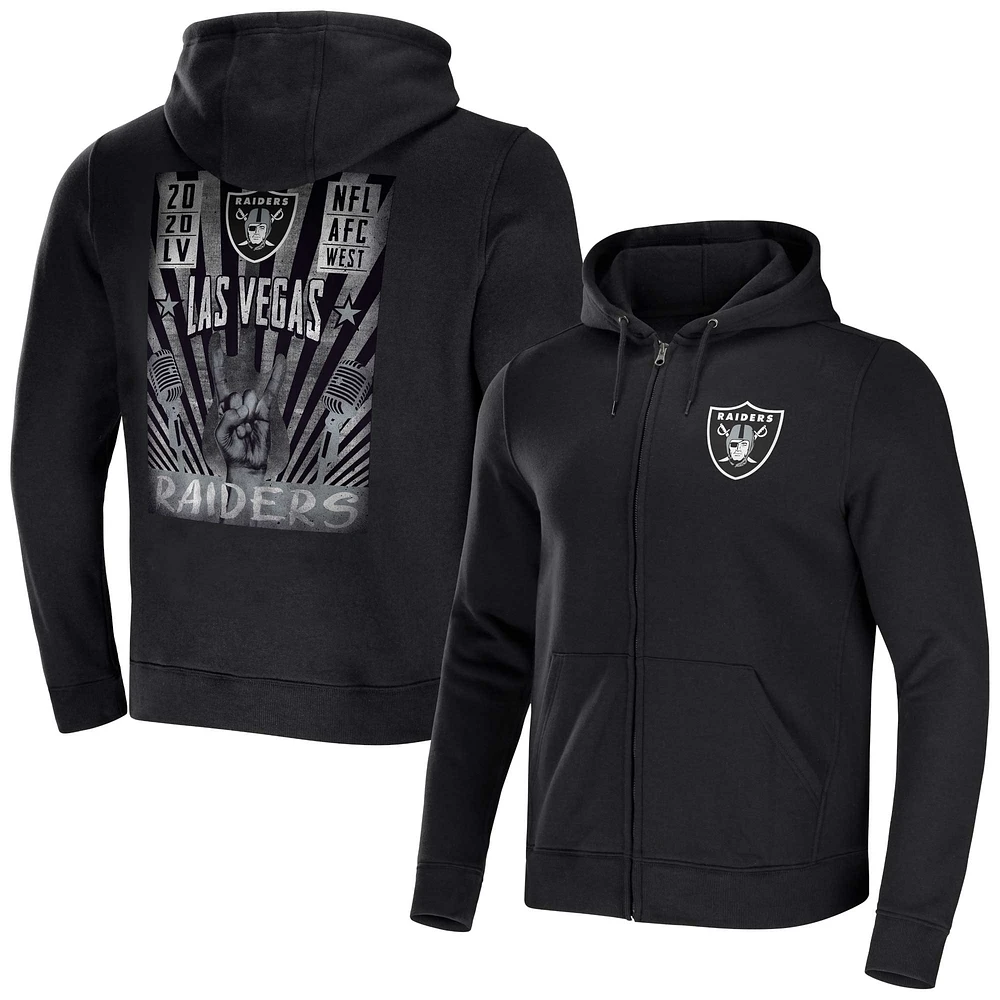 Men's NFL x Darius Rucker Collection by Fanatics Black Las Vegas Raiders Rocker Full-Zip Hoodie