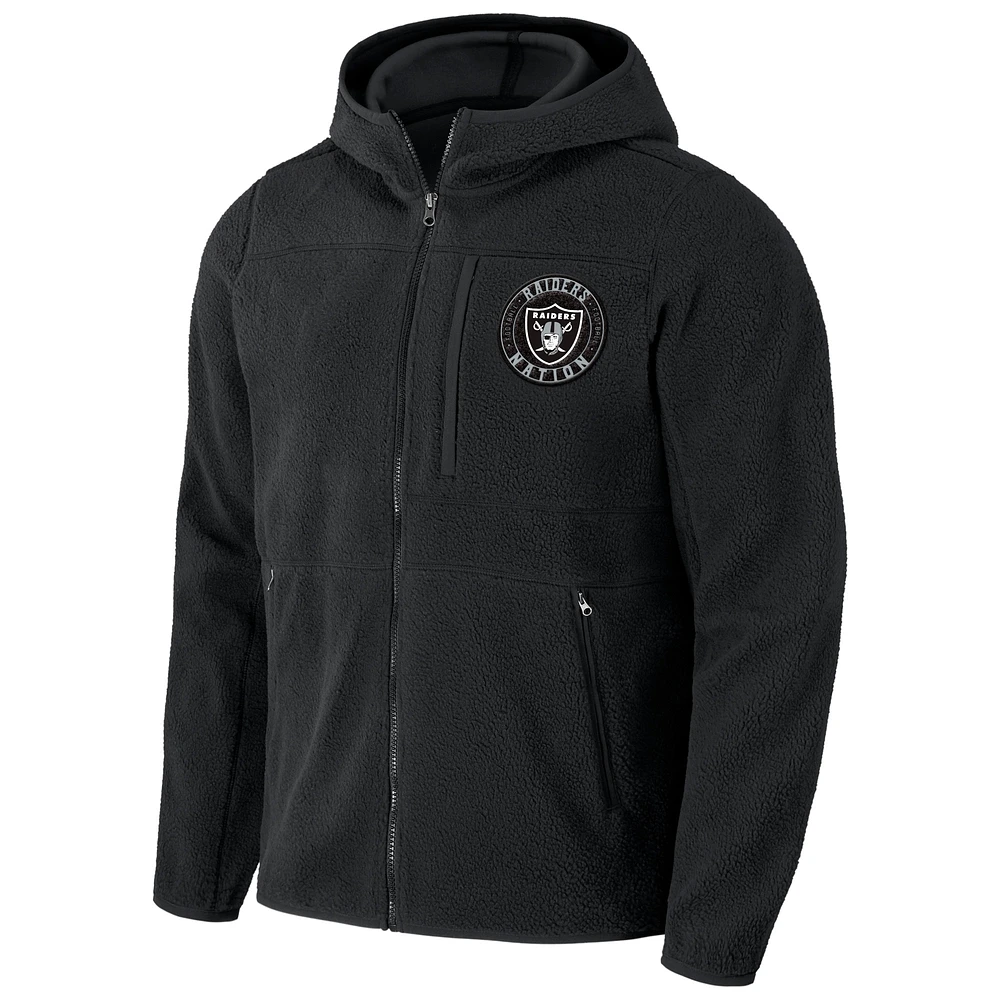 Collection NFL x Darius Rucker pour hommes par Fanatics Sweat à capuche entièrement zippé en sherpa noir Las Vegas Raiders