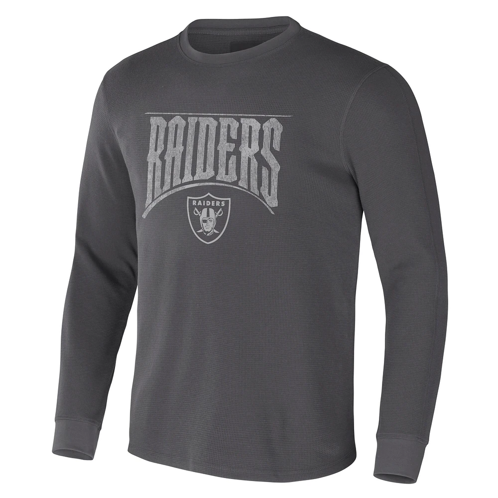 T-shirt thermique à manches longues NFL x Darius Rucker Collection by Fanatics Charcoal Las Vegas Raiders pour homme