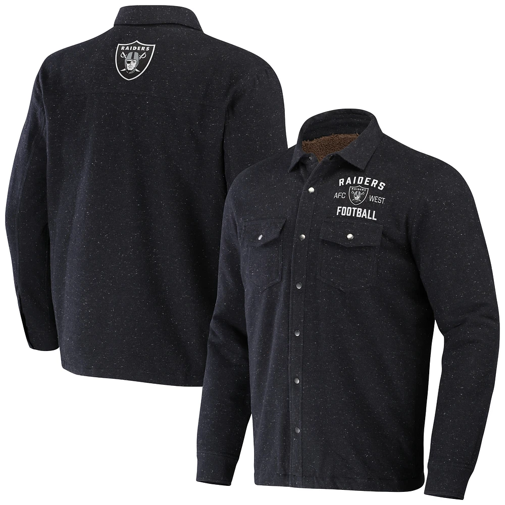 Collection NFL x Darius Rucker pour hommes par Fanatics Charcoal Las Vegas Raiders Shacket Full-Snap Jacket