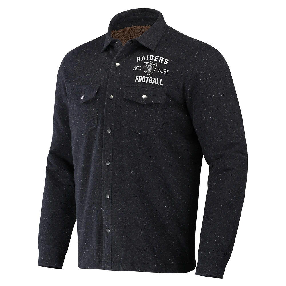 Collection NFL x Darius Rucker pour hommes par Fanatics Charcoal Las Vegas Raiders Shacket Full-Snap Jacket