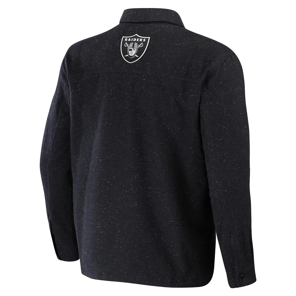 Collection NFL x Darius Rucker pour hommes par Fanatics Charcoal Las Vegas Raiders Shacket Full-Snap Jacket