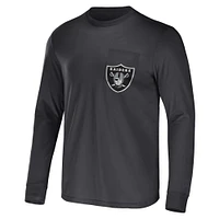 Collection NFL x Darius Rucker pour hommes par Fanatics Charcoal Las Vegas Raiders Team T-shirt à poche manches longues