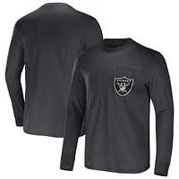 Men's NFL x Darius Rucker Collection by Fanatics Charcoal Las Vegas Raiders Team Long Sleeve Pocket T-Shirt