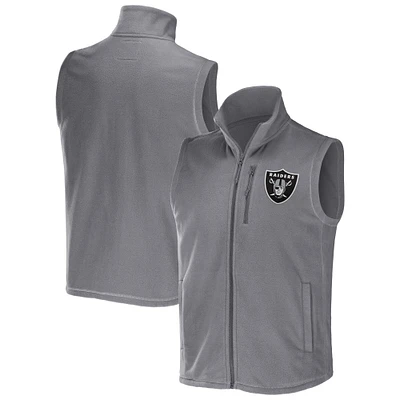 Men's NFL x Darius Rucker Collection by Fanatics Gray Las Vegas Raiders Polar Fleece Full-Zip Vest