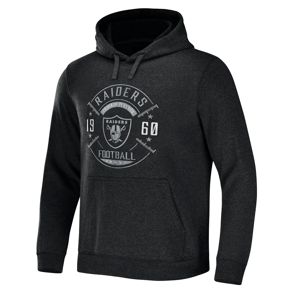 Collection NFL x Darius Rucker pour homme par Fanatics Heather Charcoal Las Vegas Raiders Radar Sweat à capuche enfiler