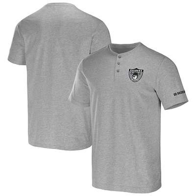 Collection NFL x Darius Rucker par Fanatics T-shirt gris chiné Las Vegas Raiders Henley pour homme