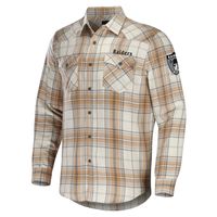 Men's NFL x Darius Rucker Collection by Fanatics Tan Las Vegas Raiders Flannel Long Sleeve Button-Up Shirt