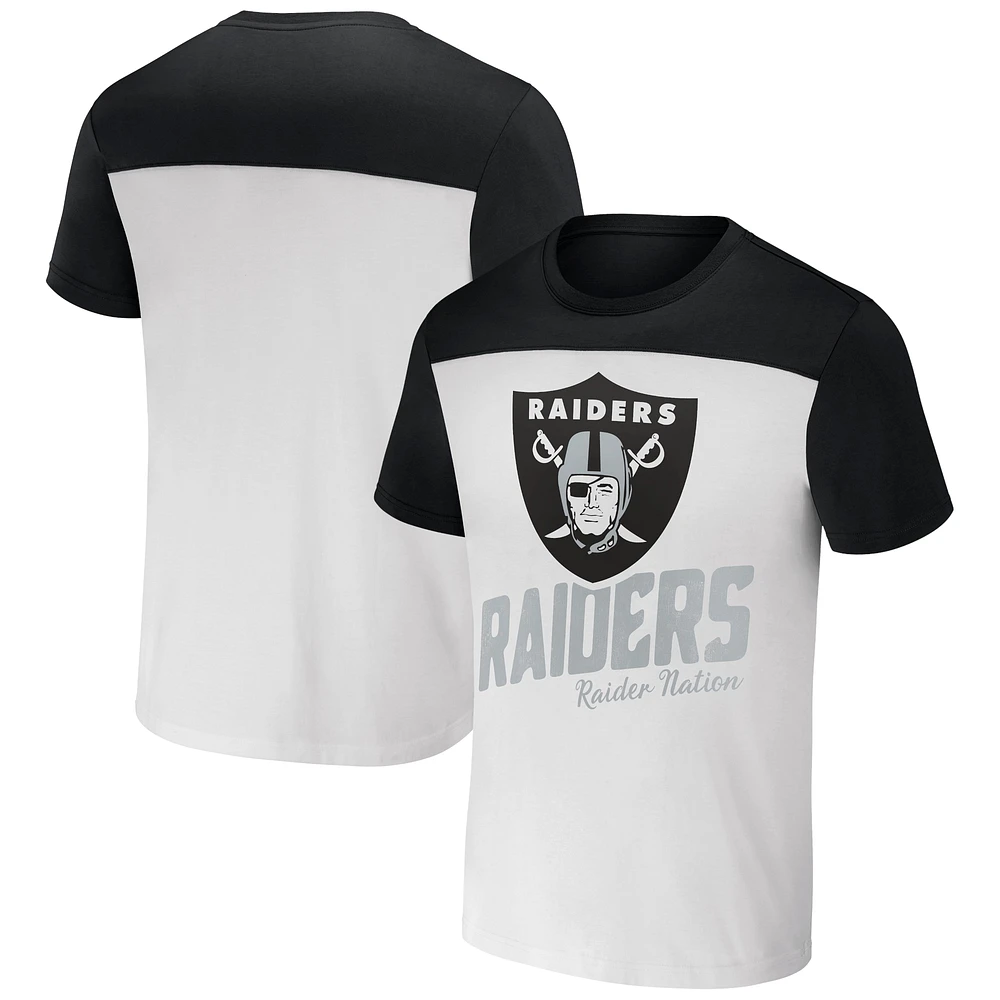 Men's NFL x Darius Rucker Collection by Fanatics White/Black Las Vegas Raiders Colorblocked T-Shirt