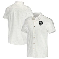 Collection NFL x Darius Rucker pour homme par Fanatics - T-shirt tissé boutonné des Raiders de Las Vegas, blanc