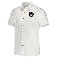 Collection NFL x Darius Rucker pour homme par Fanatics - T-shirt tissé boutonné des Raiders de Las Vegas, blanc