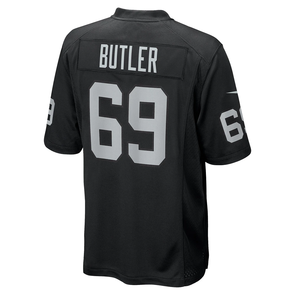 Maillot de match Nike Adam Butler noir pour homme des Las Vegas Raiders