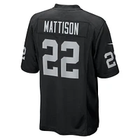 Maillot de match Nike Alexander Mattison noir pour homme des Las Vegas Raiders