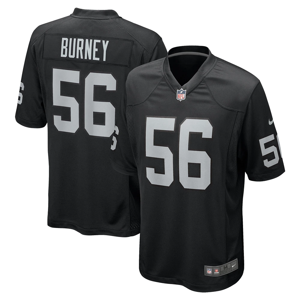 Maillot de match Nike Amari Burney pour homme, noir, des Las Vegas Raiders