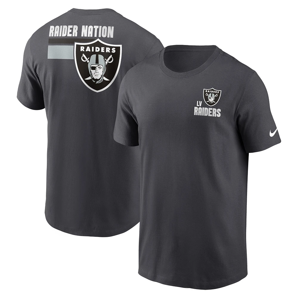 T-shirt essentiel Nike Las Vegas Raiders Blitz anthracite pour homme