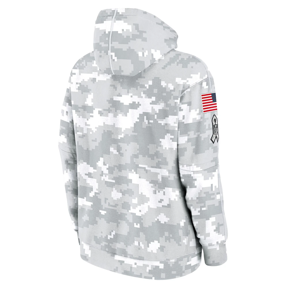 Sweat à capuche en polaire Nike Arctic Camo Las Vegas Raiders 2024 Salute To Service pour homme, taille grande et