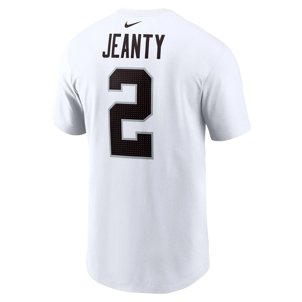Men's Nike Ashton Jeanty White Las Vegas Raiders 2025 NFL Draft First Round Pick Player Name & Number T-Shirt