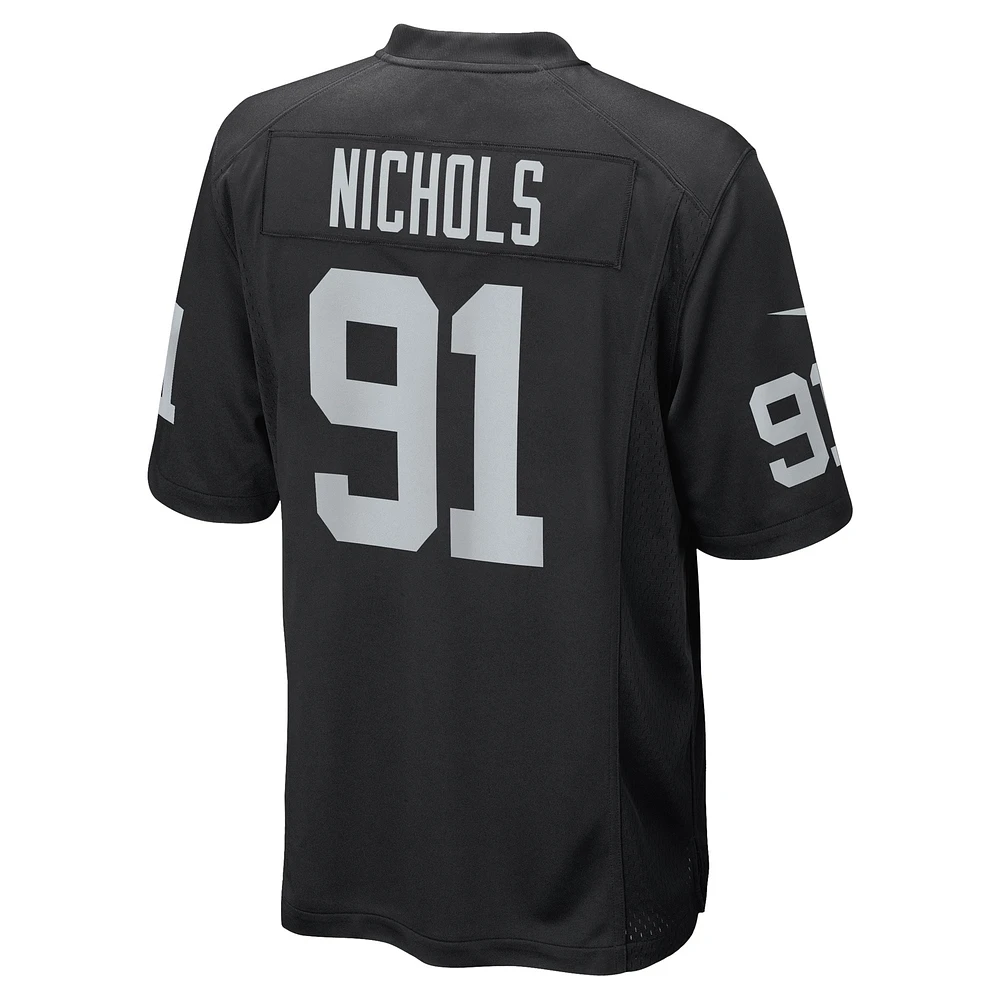 Maillot de joueur jeu Nike Bilal Nichols noir Las Vegas Raiders pour homme