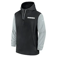 Veste à capuche 1/2 fermeture éclair Nike pour homme, noir/argent, Las Vegas Raiders 2024/25 Sideline Pre-Game Player