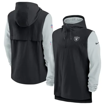 Las Vegas Raiders Sideline Men’s Nike Men's NFL 1/2-Zip Hooded Jacket in Black, Size: Medium | 00MI00A8D-EU6