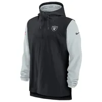 Veste à capuche fermeture éclair quart de joueur Nike Las Vegas Raiders Sideline Player pour homme Noir/Argent