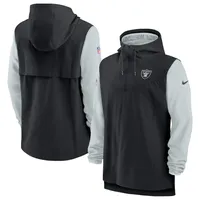 Veste à capuche fermeture éclair quart de joueur Nike Las Vegas Raiders Sideline Player pour homme Noir/Argent