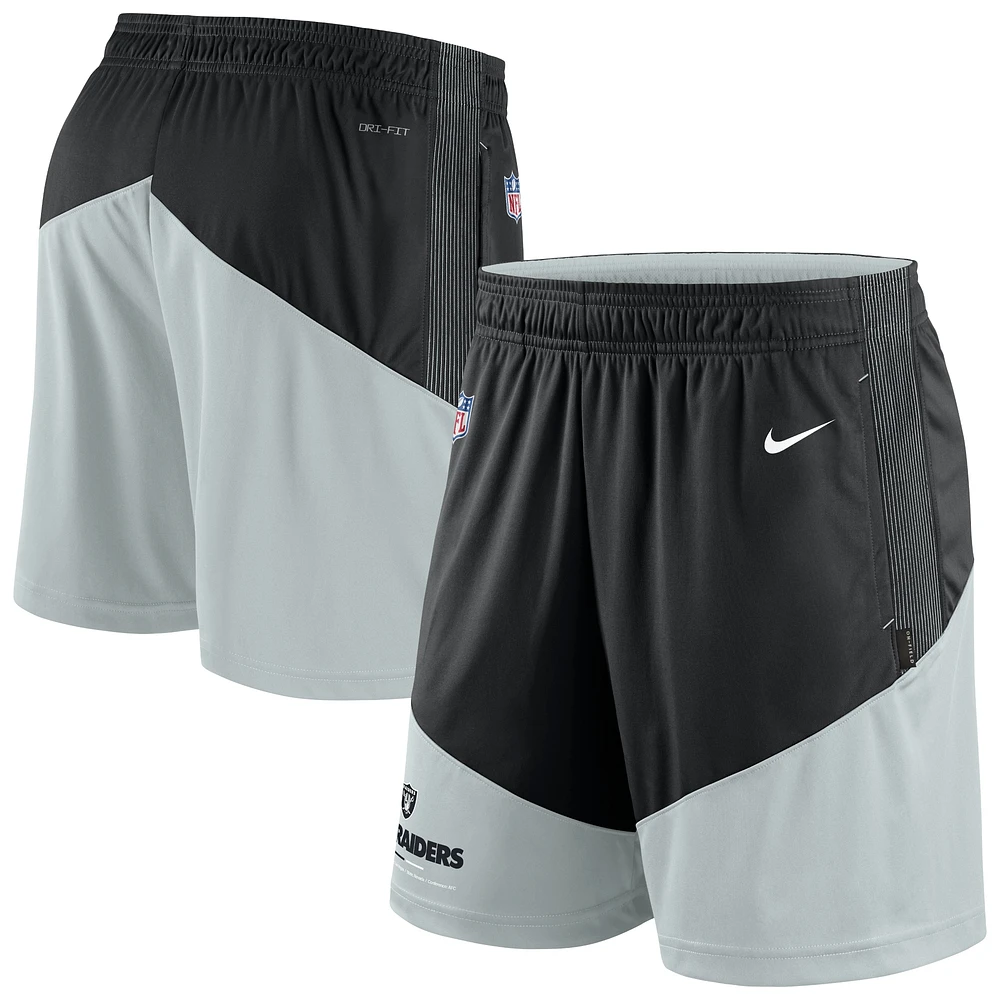 Men's Nike Black/Silver Las Vegas Raiders Sideline Primary Lockup Performance Shorts