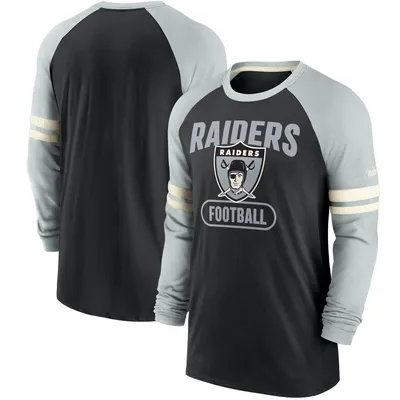 Las Vegas Raiders Nike Throwback Raglan Long Sleeve T-Shirt - Black/Silver