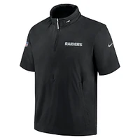 Men's Nike Black Las Vegas Raiders 2024 Sideline Coach Short Sleeve Half-Zip Hoodie Jacket