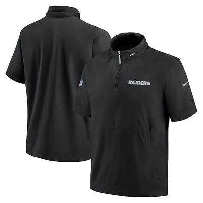 Veste à capuche manches courtes et demi-zip Nike Las Vegas Raiders 2024 Sideline Coach pour homme noire