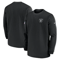 Haut à manches longues Nike noir pour homme Las Vegas Raiders 2024 Sideline Coaches