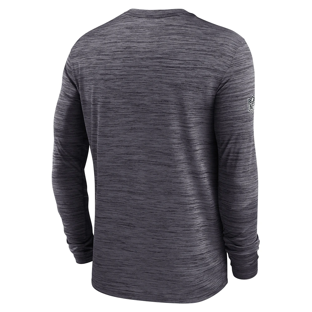 T-shirt à manches longues Nike Sideline Velocity Performance pour homme, noir