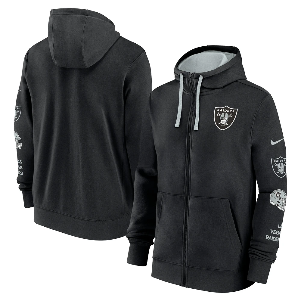 Veste à capuche entièrement zippée Nike Las Vegas Raiders Club pour homme, noire