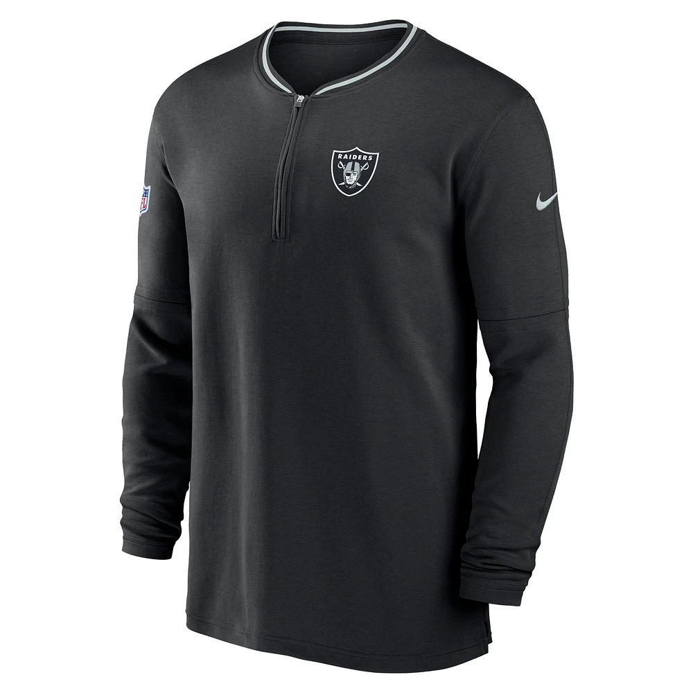 Sweat-shirt Nike noir à demi-zip pour homme des Las Vegas Raiders