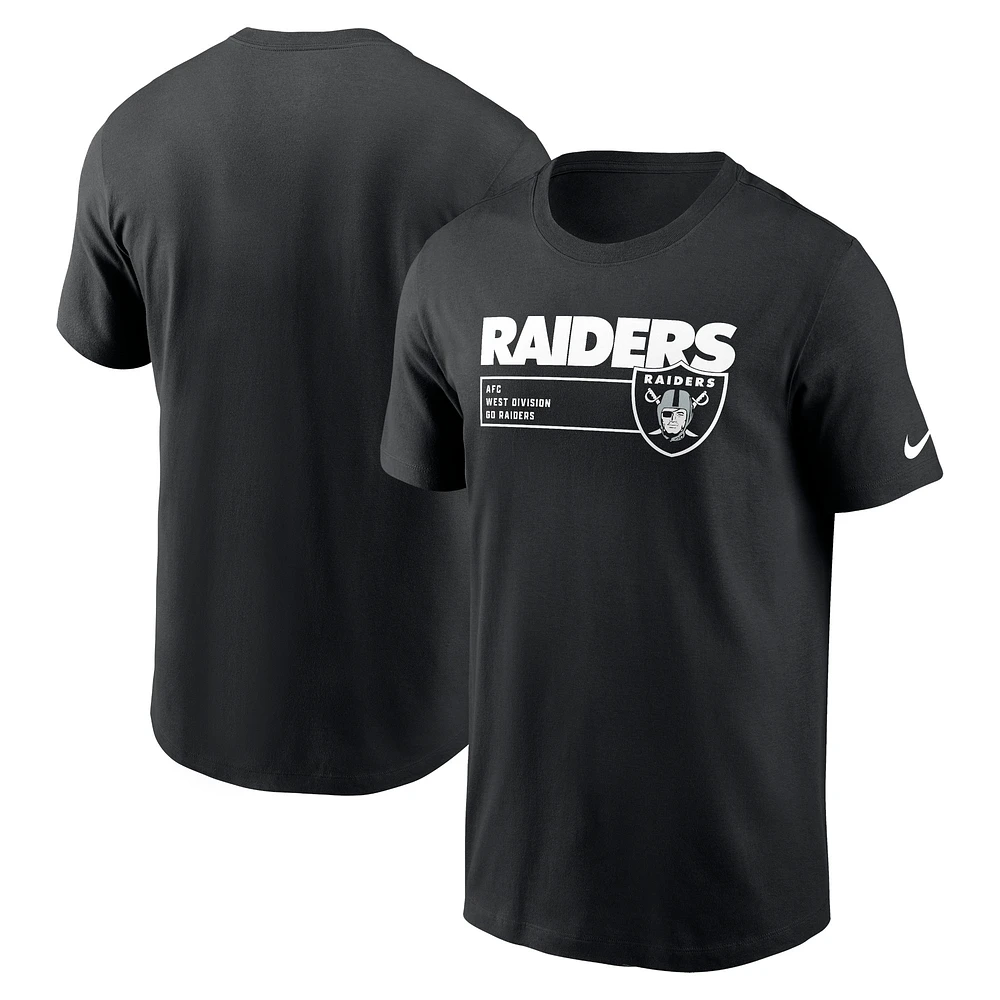 T-shirt essentiel Nike noir Las Vegas Raiders Division pour homme