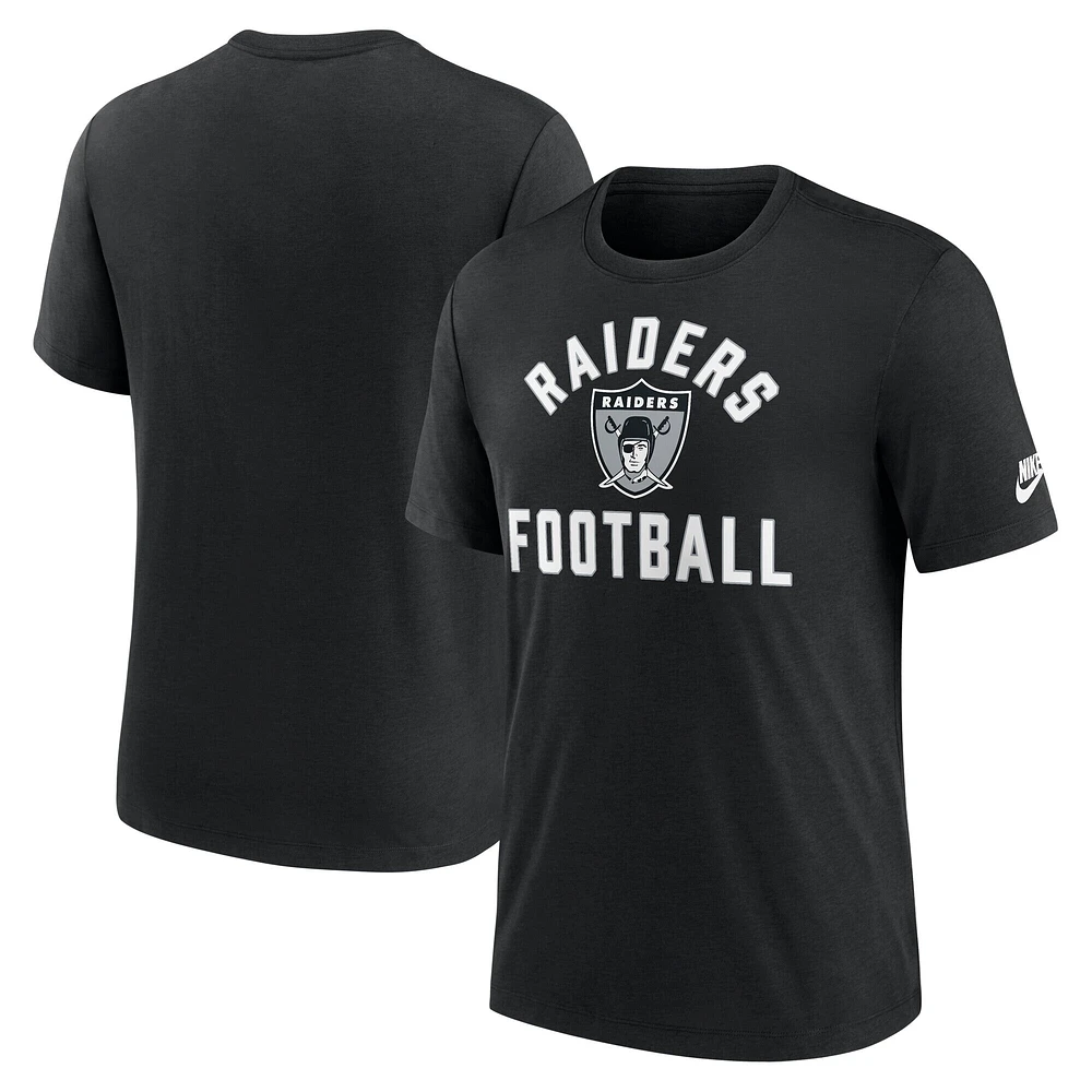 T-shirt Nike noir pour homme Las Vegas Raiders Favorable Timeline Tri-Blend