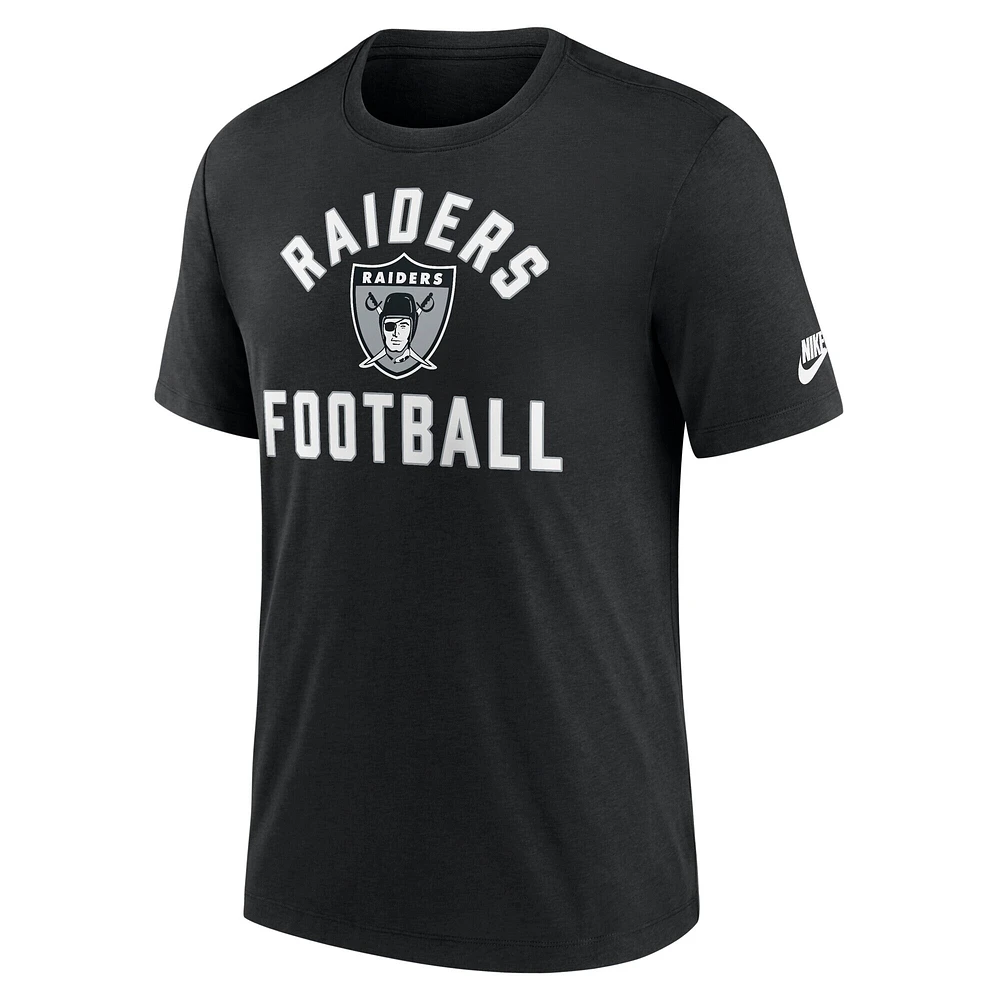 T-shirt Nike noir pour homme Las Vegas Raiders Favorable Timeline Tri-Blend
