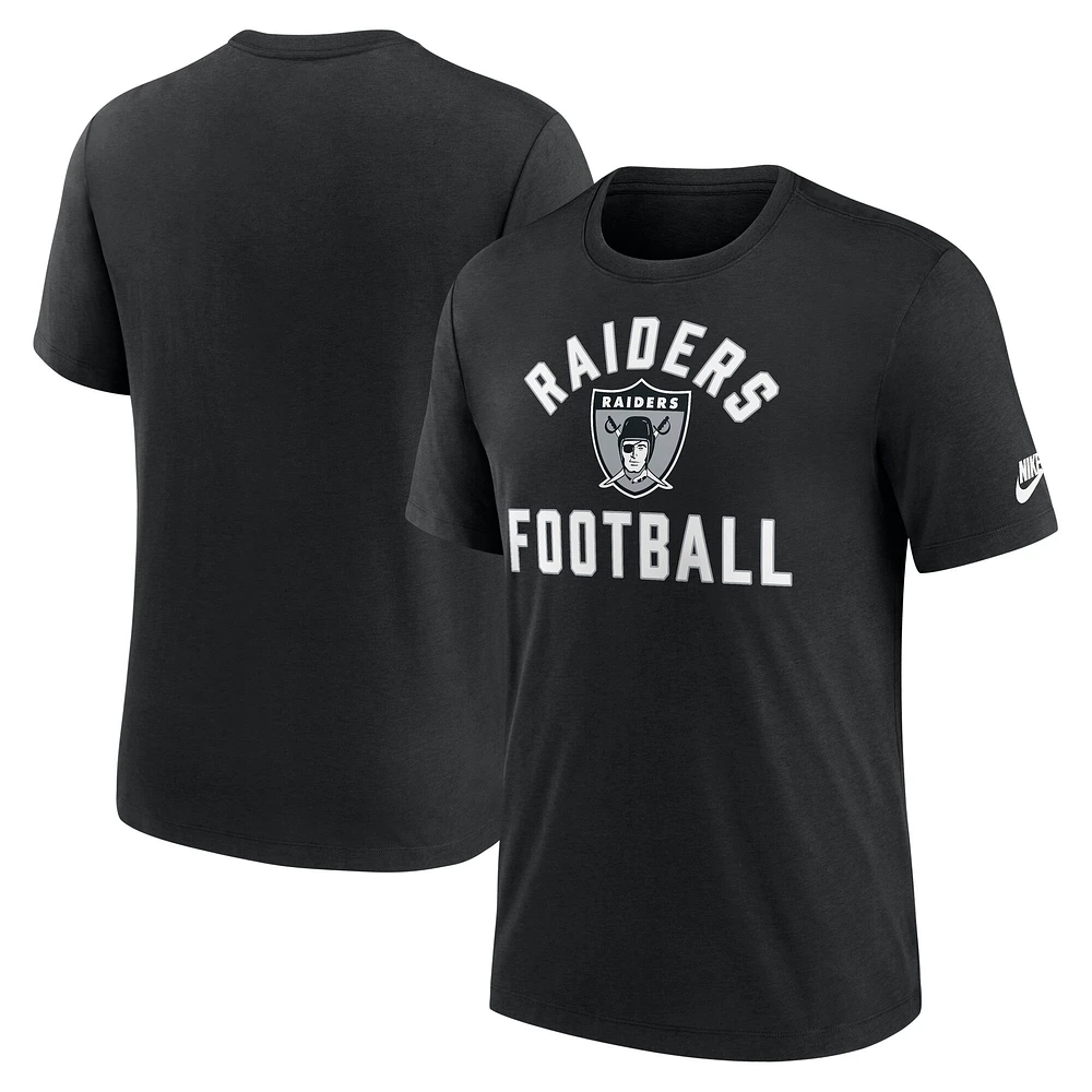 T-shirt Nike noir pour homme Las Vegas Raiders Favorable Timeline Tri-Blend