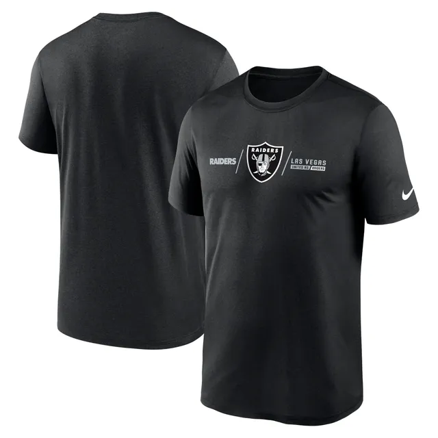 Las Vegas Raiders Nike Sideline Coach Chevron Lock Up Logo V-Neck  Performance T-Shirt - Gray