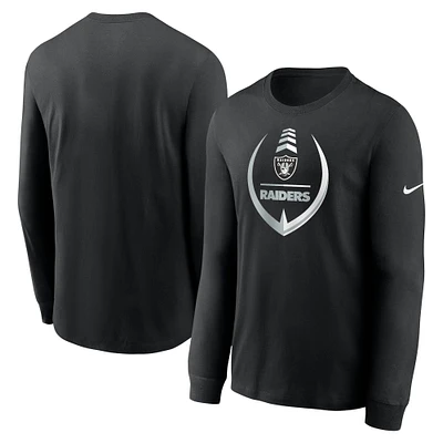 T-shirt de performance à manches longues Nike Las Vegas Raiders Icon Legend noir pour homme