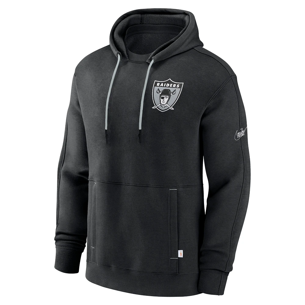 Men's Nike  Black Las Vegas Raiders Layered Logo Statement Pullover Hoodie