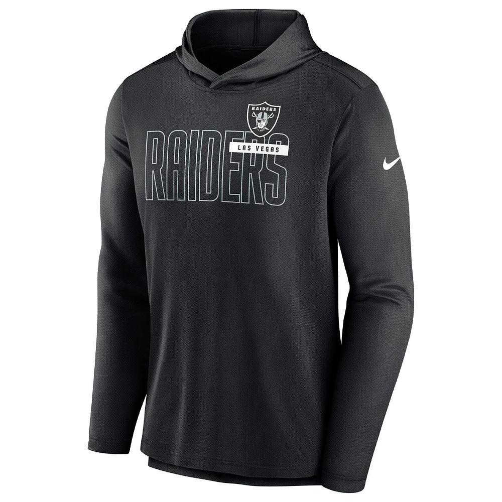 T-shirt à capuche manches longues Nike Las Vegas Raiders pour homme, noir