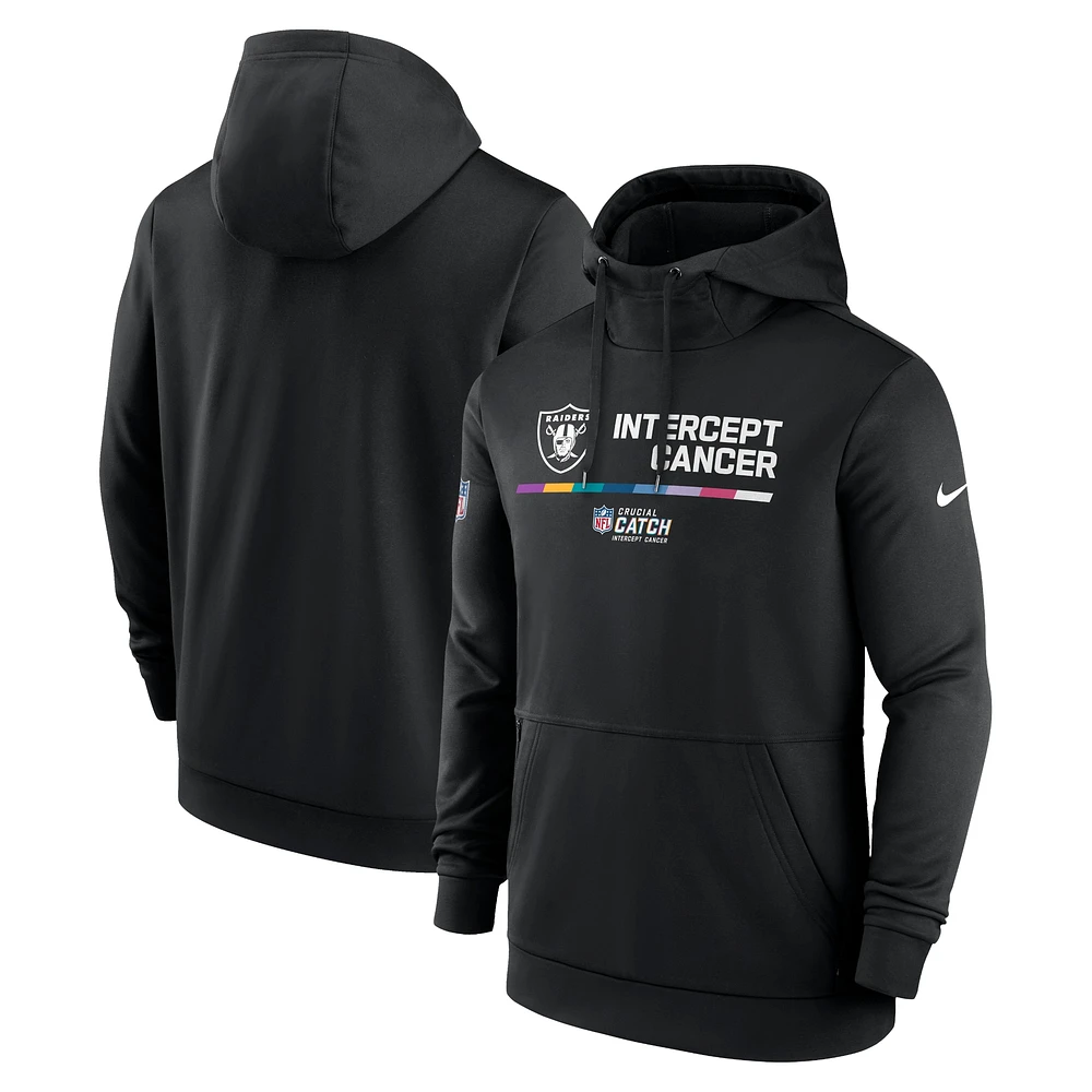 Sweat à capuche Nike Las Vegas Raiders NFL Crucial Catch Therma Performance noir pour homme