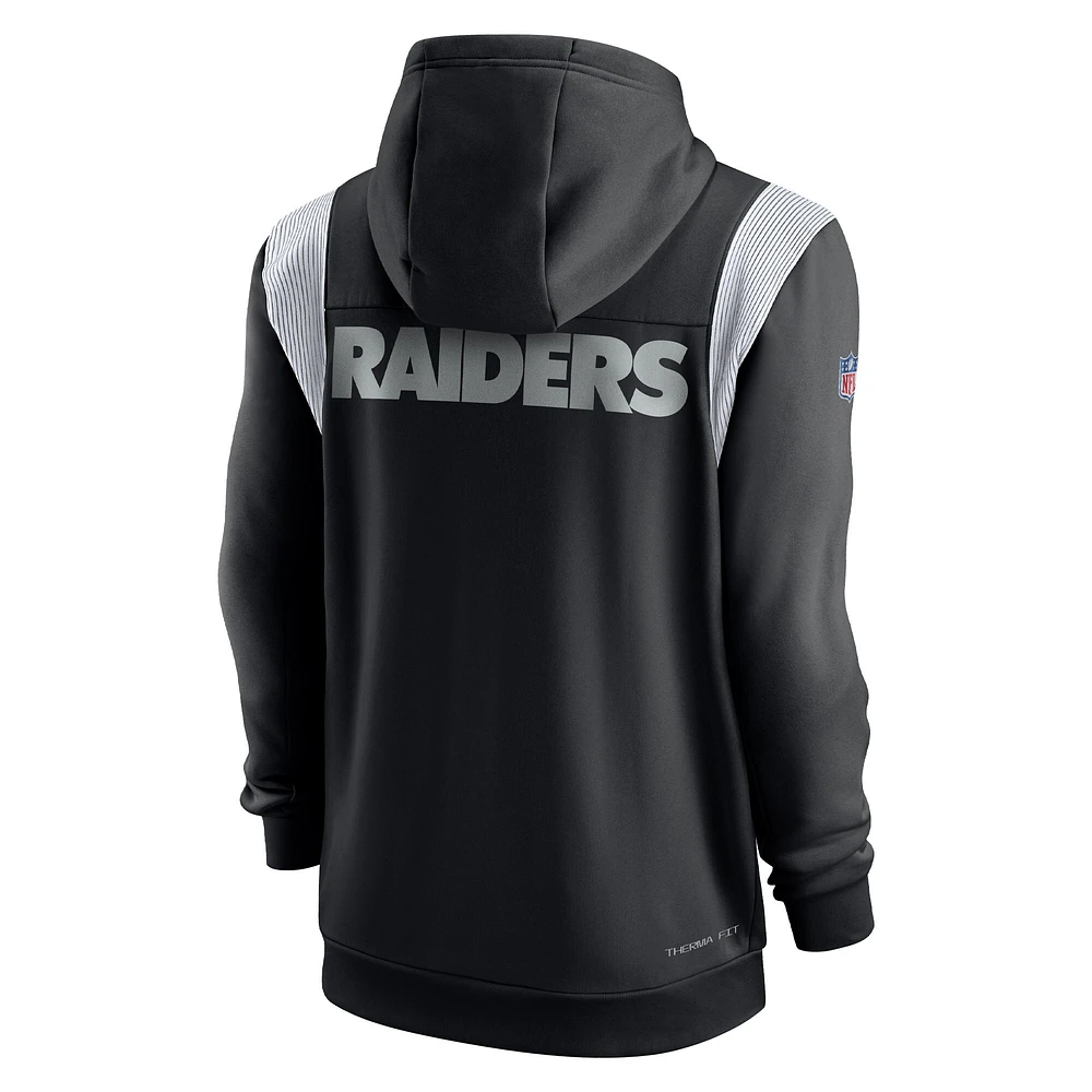 Sweat à capuche entièrement zippé Nike Las Vegas Raiders Performance Sideline Lockup pour homme, noir