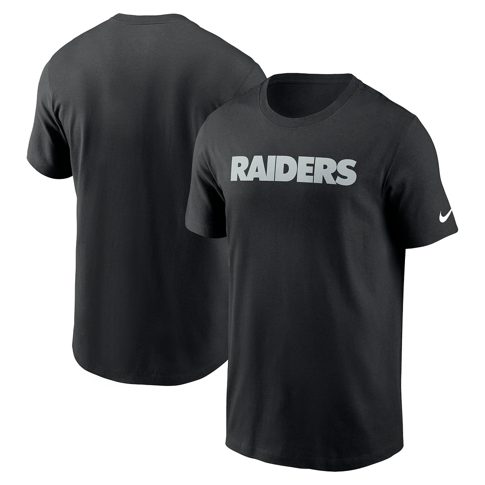 T-shirt essentiel Nike noir Las Vegas Raiders Primetime Wordmark pour homme