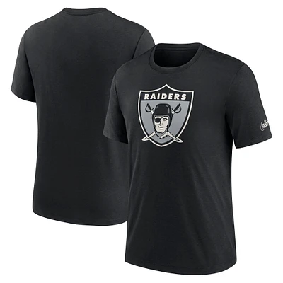 T-shirt à trois mélanges Nike noir Las Vegas Raiders Rewind Logo pour homme