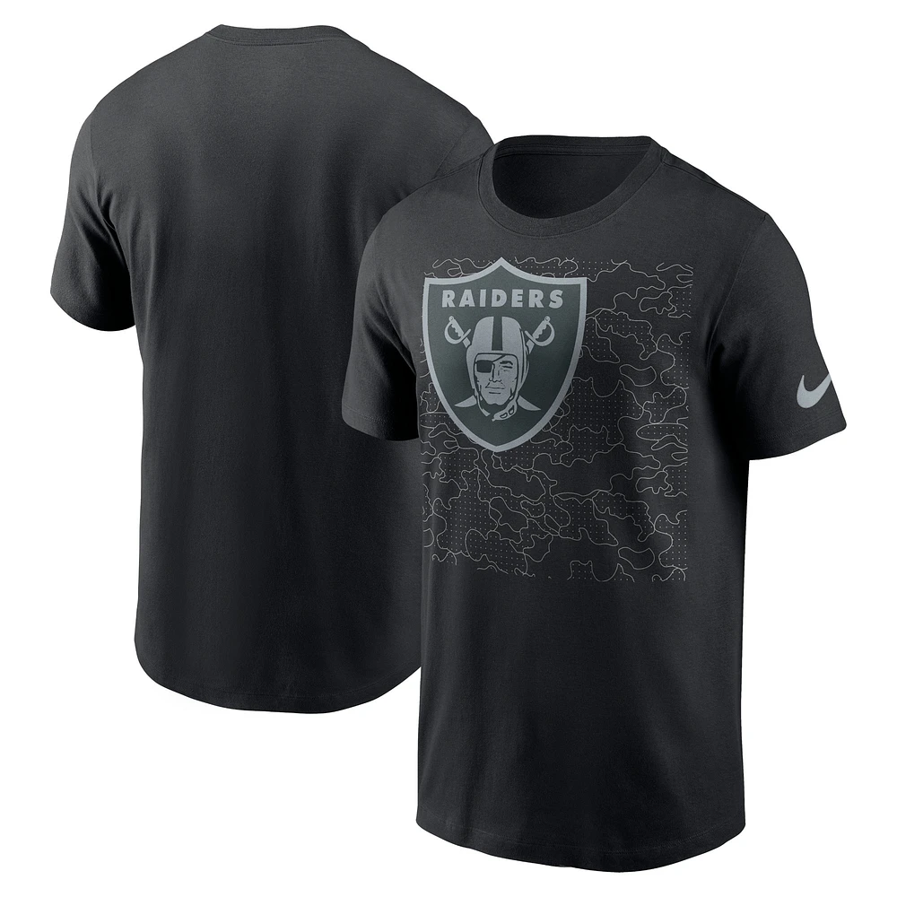 T-shirt court à logo RFLCTV des Las Vegas Raiders de Nike pour homme - Noir