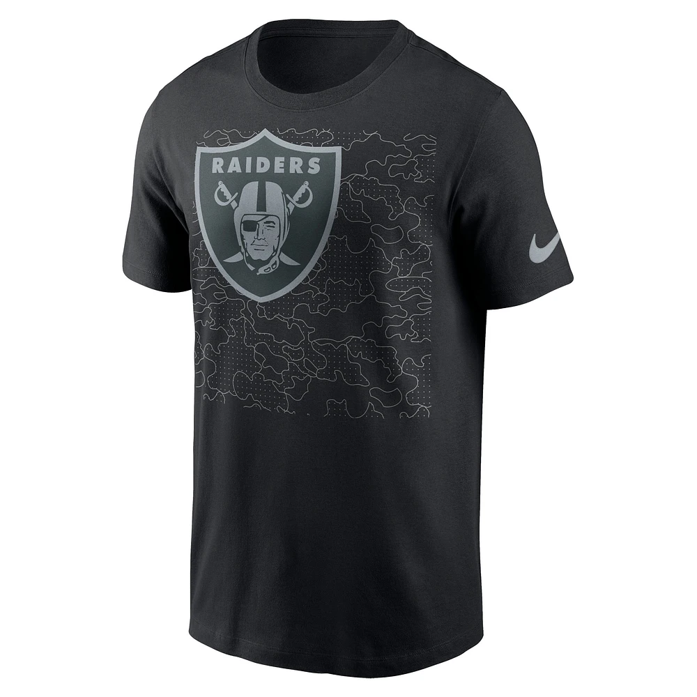 T-shirt court à logo RFLCTV des Las Vegas Raiders de Nike pour homme - Noir