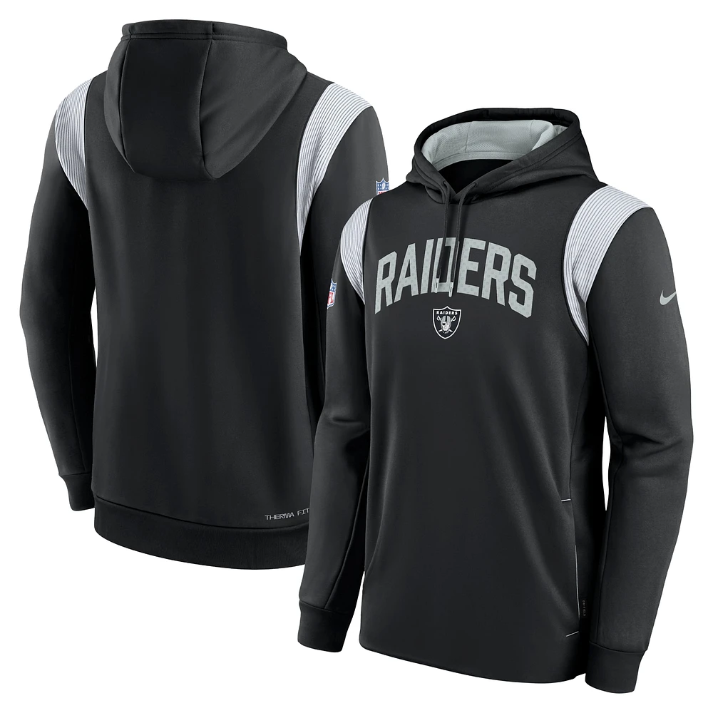 Men's Nike Black Las Vegas Raiders Sideline Athletic Stack Performance Pullover Hoodie