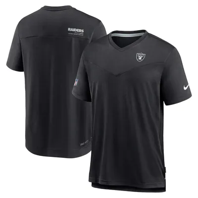 Las Vegas Raiders Nike Sideline Coach Chevron Lock Up Logo V-Neck Performance T-Shirt